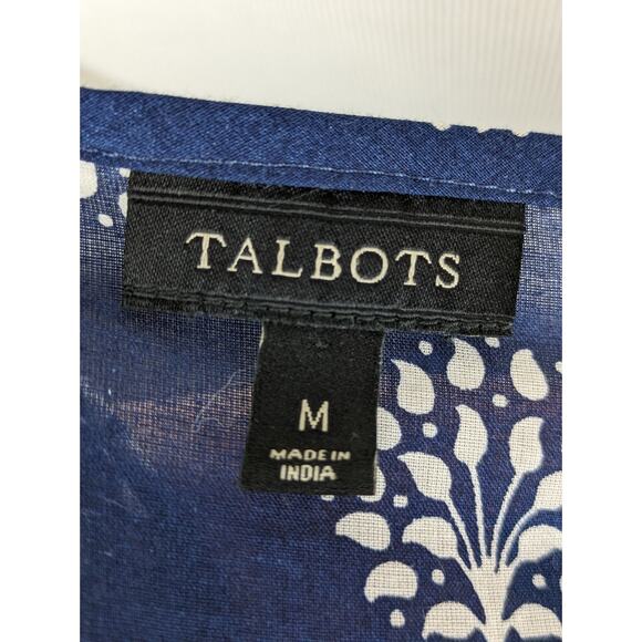 Talbots Top Embroidered Beaded Floral Boho Coastal Cotton Spring Summer Size M - Picture 11 of 13